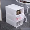 Förvaringslådor fack 200 st Clear Shoe Box 33x23x14cm fällbar transparent skobox Plastorganisator Display Superimiserad kombination DHZ4C