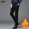 Pantalon pour hommes Kubro Style britannique Automne Hiver Costume Épaissi Velours Doux Chaud Slim Droite Élasticité Pantalon d'affaires