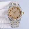 Relógios de diamantes relógio artesanal masculino automático mecânico 42mm com aço cravejado de diamantes 904l safira relógios de pulso femininos Montre de Luxe