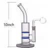 Bong in vetro da 10 pollici Bong a doppio strato con filtro a nido d'ape Riciclatore Tubo da fumo 14mm Bong Ashcatcher congiunto con olio maschile Tabacco Bow2455164