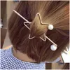 Haarschmuck Koreanische Barrette Stern Herz Design Metall Perlenklammern für Frauen Gold Haarnadel Stirnband Halter Drop Lieferung Produkte Dhbhe