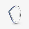 100% Стерлингового Серебра 925 пробы, вневременное желание, сверкающее синее кольцо для женщин, свадебные обручальные кольца, модные ювелирные изделия243Q