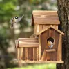 Bo Garden Bird House trä fågelhus för utanför hängning, fågelhus för yttre avstånd, 6 håls handgjorda fågelhus