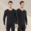 Men's Thermal Underwear Winter Men Set Wool Silk Patch Thickened Suit Warm Lingerie 2 Pieces Thermo Clothing Pajamas
