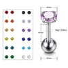 Серьги с шпилькой 1 Пара Cz Mexed Colors Cortrage Set Setrage Setreage Steel Steel Stare Strags Tragus Piercing 2-8 мм