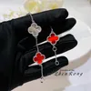 Designer Jewelry Luxury Bracelet VanCA Red Agate Five Flower Four Leaf Grass Small and Luxurious Lucky Jade Chalcedony Advanced Feel Handicraft Net Girl