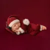 Romper Yenidoğan Kıyafetleri Setler Yeni doğan Noel Bebek Fotoğraf Çekimi Kıyafet Yeni doğmuş fotoğraflar fotoğrafçılık için sahne sahne Noel Baba şapkası