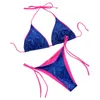 Costumi da bagno da donna Donna Glitter Due pezzi Bikini Set Top Fasciatura Perizoma Costumi da bagno per feste Clubwear Festival