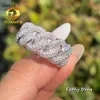 Smyckesdesigner mode unisex isad ut ring moissanit förlovningsringar för män korscirklar sterling silver 925 pass diamant testhiphop