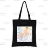 حقائب التسوق Gachigasm Gachi Gachimuchi Women Women Bag Printed Shopper Black Canvas Beach