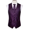 Gilet de créateur pour hommes, gilet en soie brodé violet, cravate avec poche carrée, ensemble formel de mariage, costume masculin de fête Barry Wang 240228