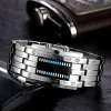 Watches Sport Waterproof Smart Watches Men Women Technology Binary Luminous Watch Stainless Steel Couple Watch Date Digital LED Bracelet