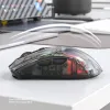 Souris ThreeMode 2.4G Souris Bluetooth sans fil Souris transparente avec station de charge Affichage de puissance Souris émettrice de lumière RVB