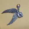 50pcs Fashion Vintage Angel Wings Baby footprint Clip Floating Locket Charms Pendants For Bracelet Jewelry Accessories A257235D