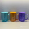 US SHIP 17oz tasse en verre de sublimation verres givrés clairs gobelet avec couvercle coloré tasse à café en verre gelée pot Mason libby peut refroidir les canettes de bière cola 25 pièces/caisse