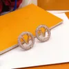 Moda grande carta brincos de argola de diamante brinco 18k ouro rosa prata orelha studs conjunto feminino designer jóias presente acessórios