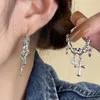 Boucles d'oreilles créoles tendance pour femmes, pompon croisé torsadé en forme de C, opale bleue, cercle Matal, accessoires Y2K, bijoux à la mode