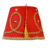 Boinas Exóticas Chapéu Turco Chapéu Temático Marroquino com Borlas Pretas com Guarnição Dourada