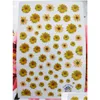 Stickers Decals Nail Sunflower 3D For Nails Small Fresh Yellow Flower Sticker Foil Art Decorations Manicure Accessories Drop Delivery Otsic