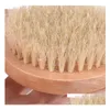 Bath Brushes, Sponges & Scrubbers 20Pcs Wooden Bath Brushes With Handle Dry Body Brush Short Natural Bristles Shower Masr Bathroom Roo Dhw4M