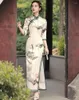 Abbigliamento etnico Lady Qipao Sexy Slim Split Cheongsam Primavera Elegante colletto alla coreana Abito con stampa in stile cinese Abiti tradizionali