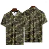Polos masculinos camuflagem impressão verão botão lapela polo camisas casuais oversized de manga curta camiseta moda sportwear roupas masculinas 4xl