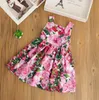 Robe d'été de styliste pour filles, imprimé complet, gilet Rose, vêtements de Style européen et américain pour bébés