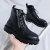 Boots Italian Designer Men's Leisure Motorcycle Black Genuine Leather Shoes Trend Platform Boot Tough Guy Cowboy Botas Hombre