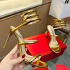 Designer High-heeled Sandal Margot Jewel Snakelike Sandals 9.5cm Jeweled Snake Stiletto Heel Sandals Women Leather Heeled With Box 35-43