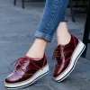 Skor Comemore Women Sneakers Lace Up Leather Spring Girl Pumps Platform Ladies Oxford Retro Flat Shoes Luxury Elegant Student Shoe 41