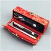 Cosmetic Bags Chinese Brocade Embroidery Lipstick Case With Mirror Mini Cosmetic Lipsticks Box Small Gifted Holder For 1 Drop Delivery Dhyhz