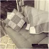 Coussin / oreiller décoratif 45x45cm lettre couverture en cachemire et taies d'oreiller Cloget laine douce plaid canapé couvertures tricotées en polaire ERS SQ DHPBV