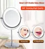 Joli cadre en métal rond rotatif à 360 degrés miroirs de maquillage LED miroir de maquillage de table de bureau miroir grossissant double face 6inch7inch8176723