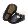 Premiers marcheurs bébé fille princesse robe chaussures hiver chaud Mary Jane appartements antidérapant polaire berceau enfants 0 à 18 mois pour garçons filles intérieur