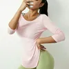 Active Shirts T-shirt de sport à manches longues pour femmes, respirant, séchage rapide, chemise d'exercice de Yoga, Fitness, vêtements de course, Modal, manches trois quarts