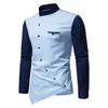 Camisas vintage para homens manga longa retalhos irregular oblíquo vestido masculino roupas de negócios de casamento camisa chemise homme 240223
