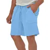 Mäns shorts fast färg Casual DrawString Sport med elastiska midja fickor dagligen slitage ovanför för män