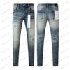 Designer Jeans da uomo Skinny Moda da uomo per pantaloni da donna Viola Marca Nero Grigio Foro Nuovo stile Ricamo Autocoltivazione Piccolo