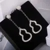 Designer Qeelin South Korea Fashion Simple Long Earrings Personality Earrings Hulu Earrings Micro Inlaid Zircon Super Shiny White Pair Women