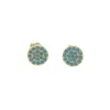 Stud Earrings 925 Sterling Silver Vermeil Round Dots Pave Nano Turquoises Stone Simple Fashion Minimal Gold Color Earring For Girl