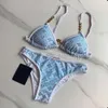 Yaz Mayo Tasarımcısı Seksi Bikini İnce Sırtsız Sütyen Tatil Takım Metal Askı Üçgen Bikinis Takım