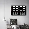 Relojes de pared Reloj despertador multifunción: decoración minimalista de sala de estar LED con temperatura, humedad y funciones de gran tamaño