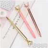 Stylos à bille Gros cristal verre Kawaii stylo à bille gros stylos à bille avec grand diamant mode école fournitures de bureau Drop D Dhenp