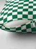Poduszka biała i zielona szachownica kadmowa rzuć poduszkę jesienną dekorację