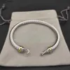 DY bracelet designer cable fashion jewelry women men silver Pearl head cross Bracelet open cuff dy jewelry man christmas gift 240228