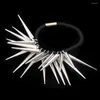 Pinces à cheveux Punk bandes couleur or argent femme élastique pointe Rivet bande corde cravates support métallique filles accessoires