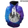 3D-printen Star Sky Universe patroon hoodie jongens en meisjes cool sweatshirt mode trui lange mouwen streetwear top 240227