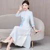 Ethnic Clothing 2024 Traditional Chinese Dress Improved Cheongsam Qipao National Flower Embroidery Folk Oriental Banquet Party