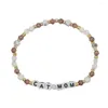 Link Bracelets Cross Border European And American Style Hand String Four Square Letter Beads Half Gemstone Crystal Han