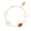 Designer Jewelry Luxury Bracelet Link Chain VanCA 18K Gold Rose Gold Seven Star Ladybug Lucky Clover White Fritillaria Black Agate Red Jade Five Flower Bracelet